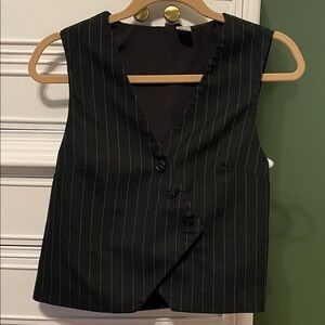 Divided Black Pinstripe Vest